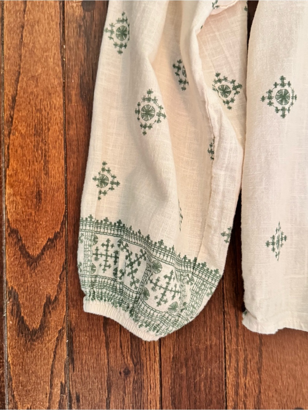 Francesca Bettini Linen/Cotton Cream Long Sleeved Boho Summer Button-up Blouse - Picture 6 of 11